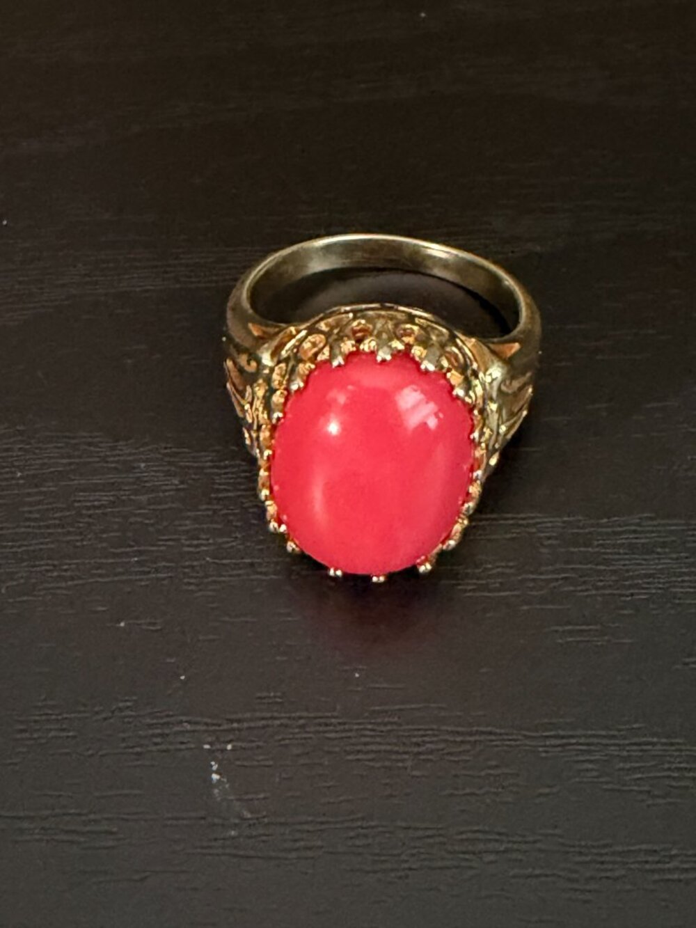 SETA Gold Coral Cocktail Ring - Picture 2 of 8